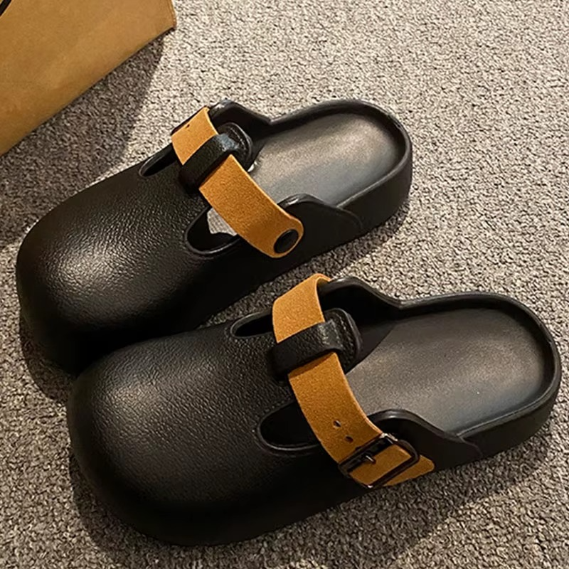 S06eab46d72d6466f85bc936463a85c9fO SANDALIA BOSTON STYLE 38/39 NEGRO CINTO MARRON 0925 - Imagen 1